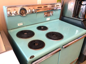 1956 Chevy stove used for warming soups