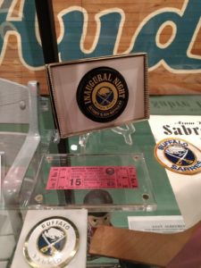 An un-torn ticket from the Sabres opening night in 1970, the only one in existence
