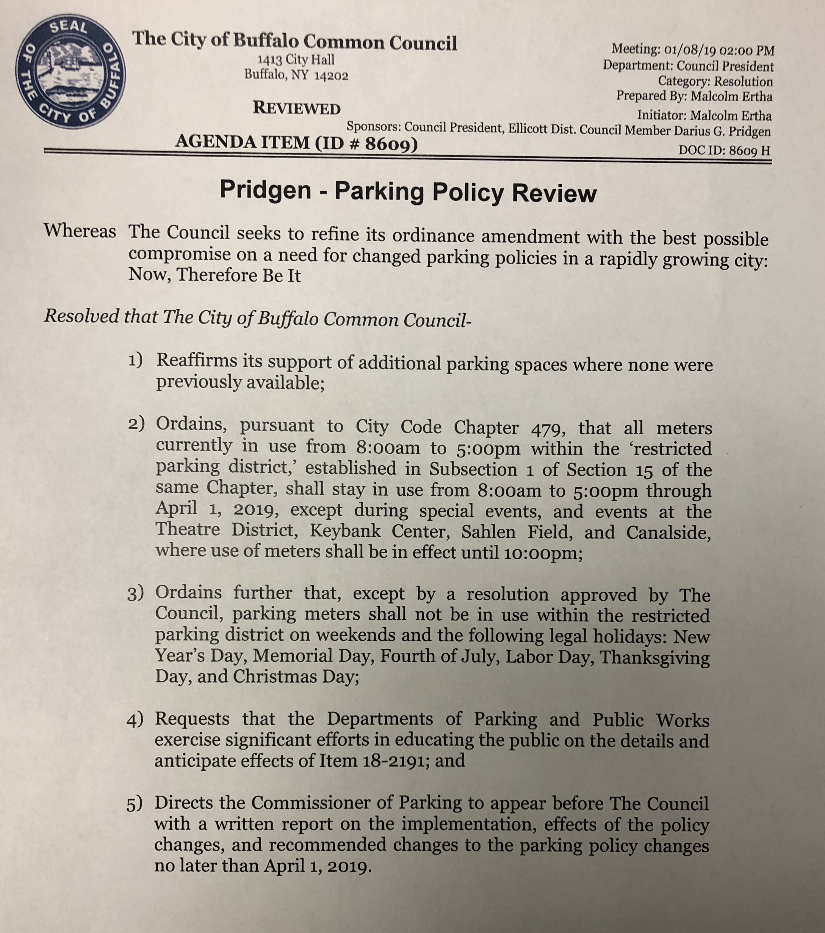 Updated Parking Resolution Buffalo Rising