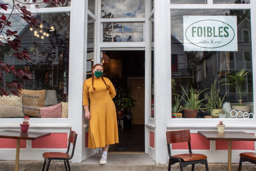 Owner Sadie Mathers welcomes customers to Foibles Cafe