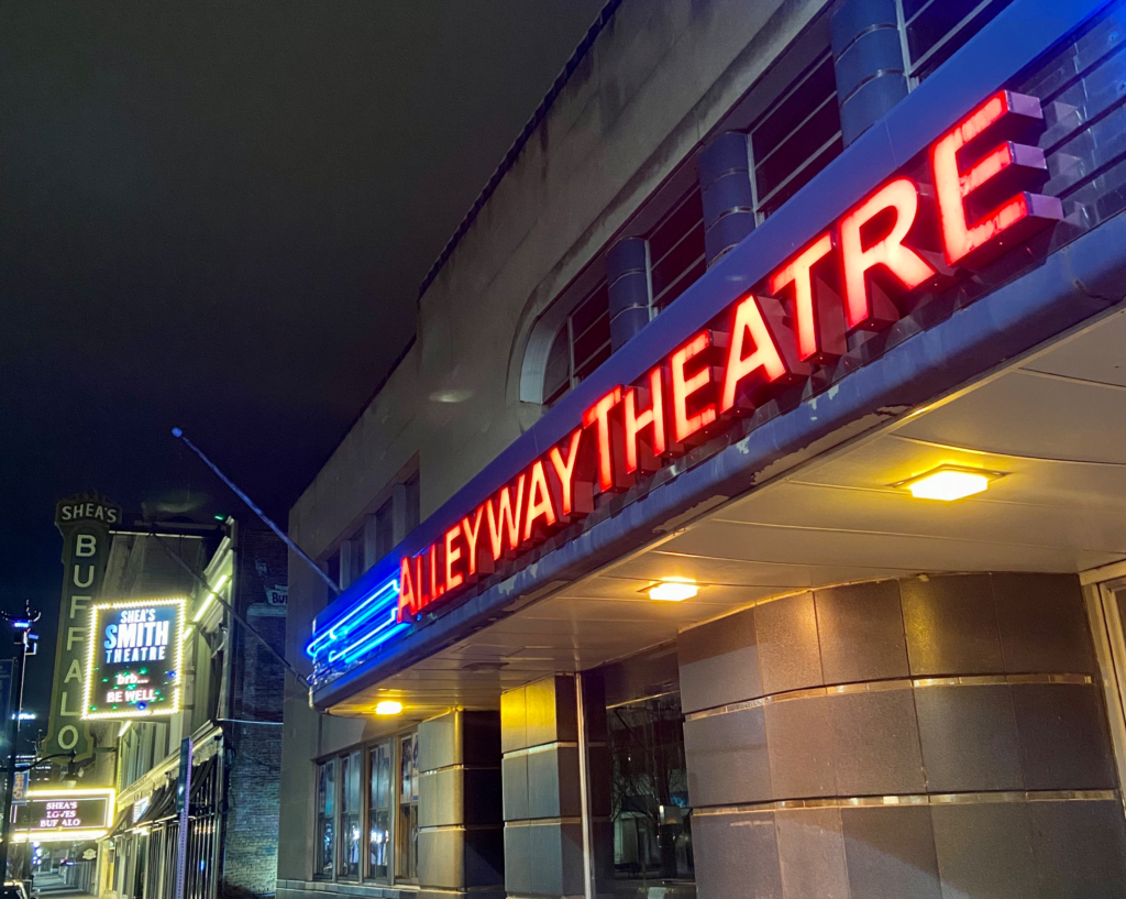 Alleyway Theatre exterior at night