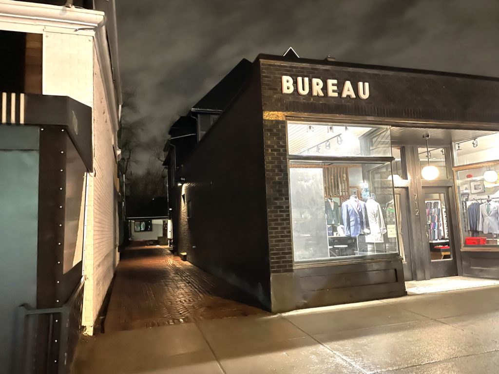 The front of Bureau, men's clothier on Elmwood