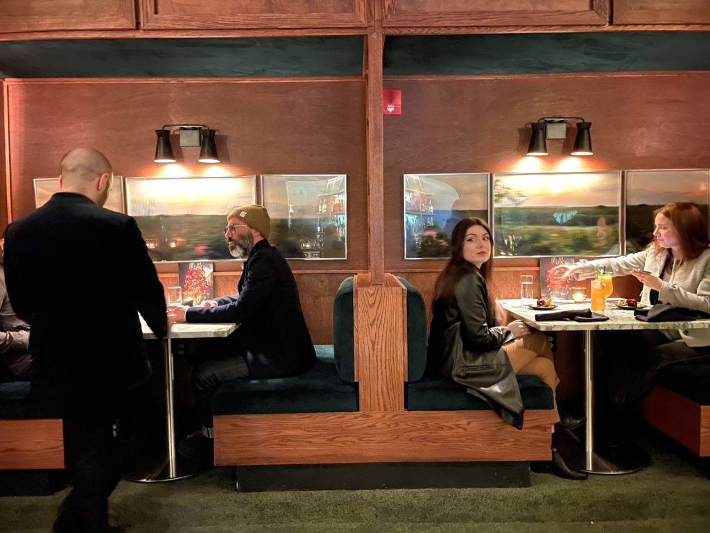 Photo of a seating nook that looks like a train car