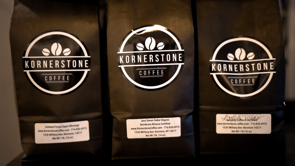 bags of Kornerstone Cafe's coffee