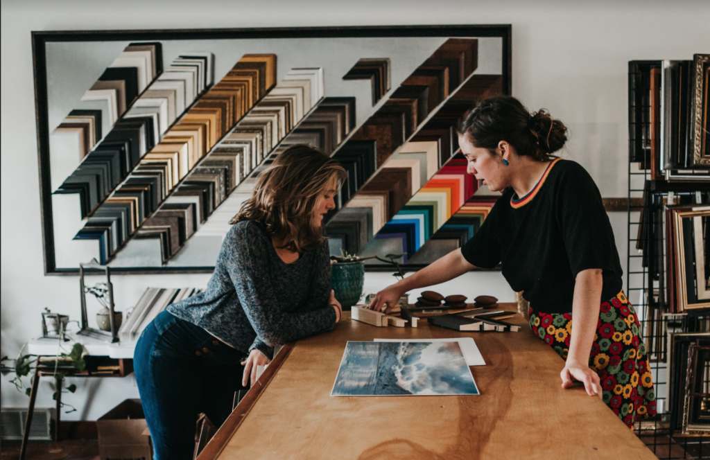 Photo of the design table at the original Five Points location