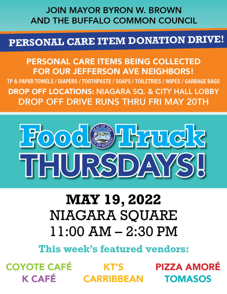 Flyer advertising Food Truck Thursday Collection drive