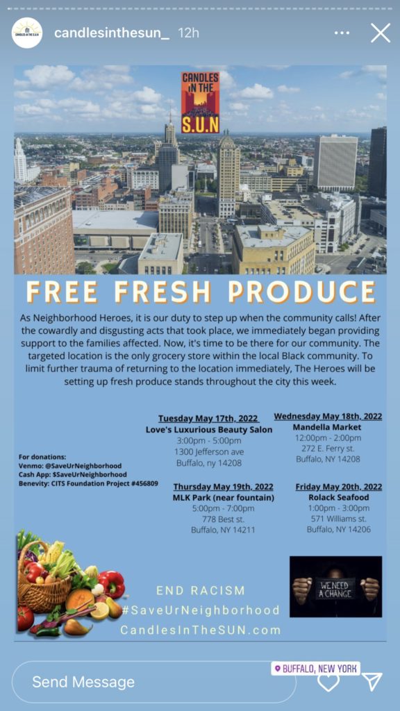 Flyer from Candle in the Sun for free fresh produce