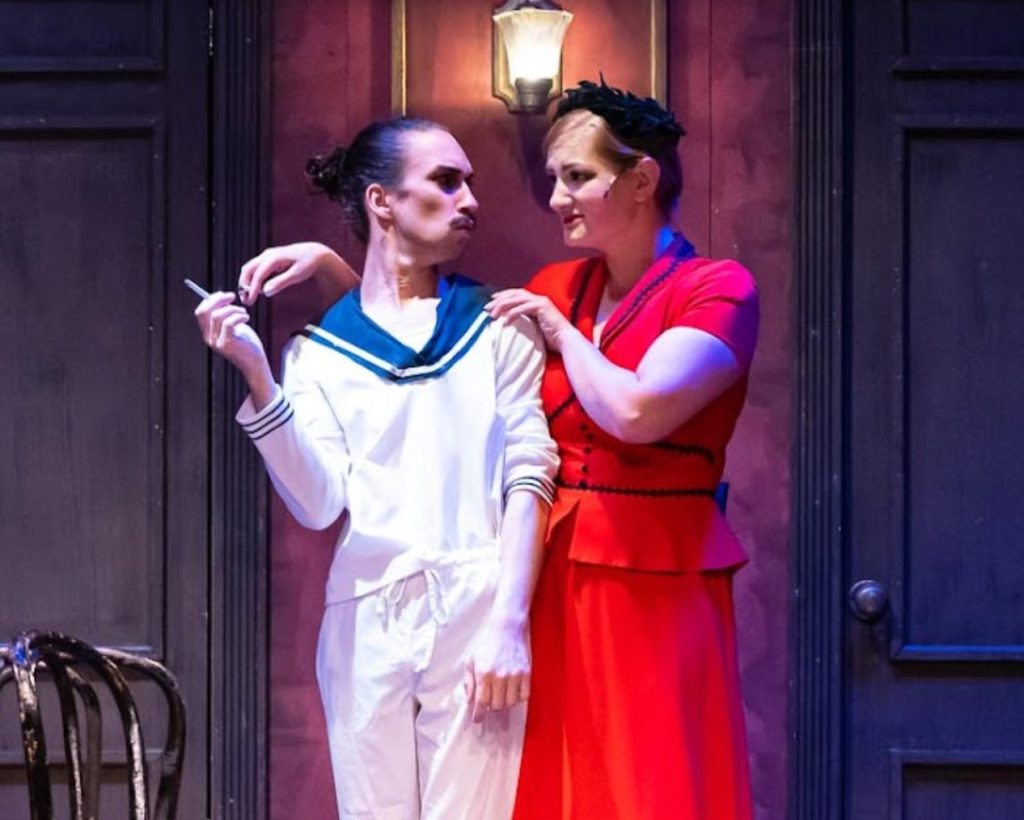 Matthew Rittler, a sailor, with Fraulein Kost, played by Amy Jakiel