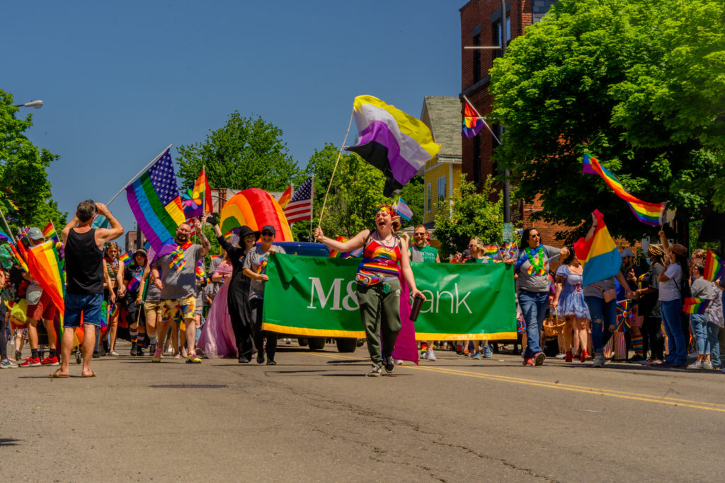 Members of M&T Bank march in the pride parade