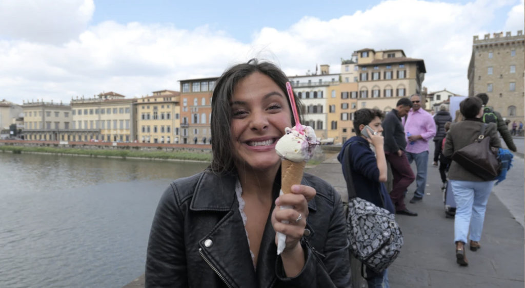 Enjoying gelato in Florence