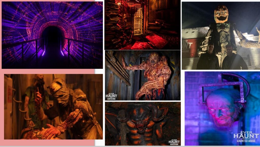 A collage of some of the horrors at Everhaunt