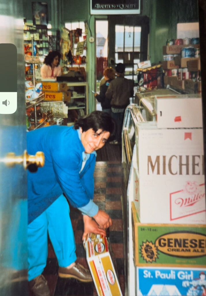  Mom working 16 hours a day in her corner store in Black Rock called Tony’s Deli, 1985